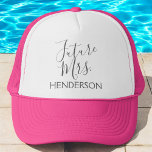 Future Mrs. Bridal Shower or Bachelorette Party Trucker Hat<br><div class="desc">Future Mrs. Bridal Shower Script Typography Pink Trucker Hat for a Wedding,  Bridal Shower or Bachelorette Party Celebration.</div>