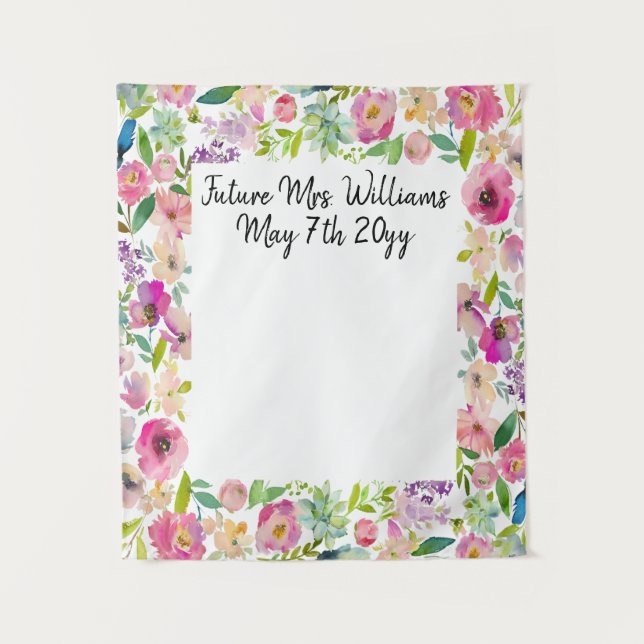 Future Mrs Bridal Shower Photo Booth Backdrop Prop Tapestry (Front)