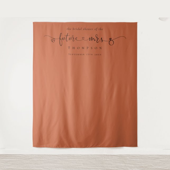 Future Mrs Bridal Shower Terracotta Photo Backdrop Tapestry (Front)