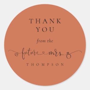 Future Mrs Bridal Shower Terracotta Thank You Classic Round Sticker
