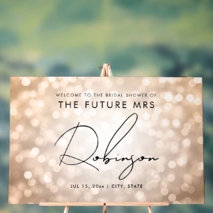 FUTURE MRS Bridal Shower Welcome Copper Lights Acrylic Sign