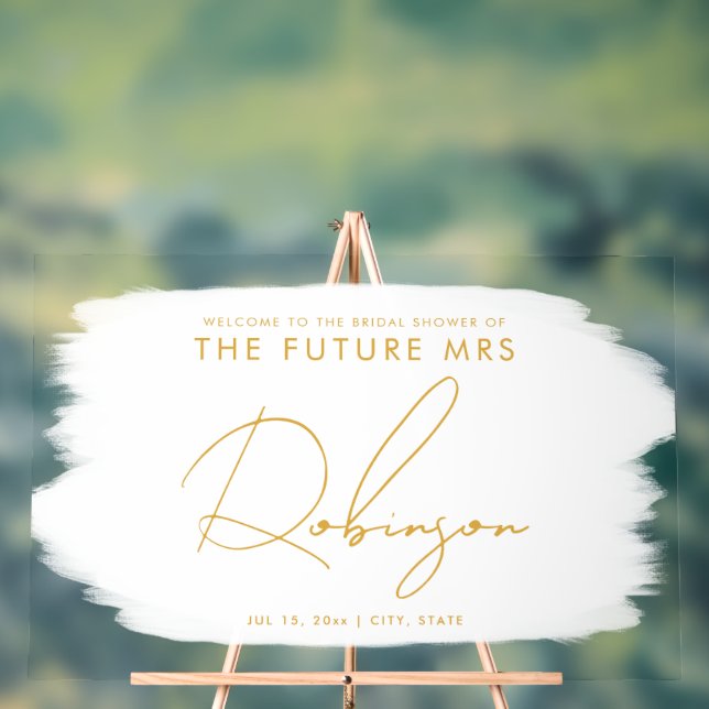 FUTURE MRS Bridal Shower Welcome Paint White  Acrylic Sign (Neutral)