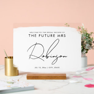FUTURE MRS Bridal Shower Welcome Paint White  Acrylic Sign
