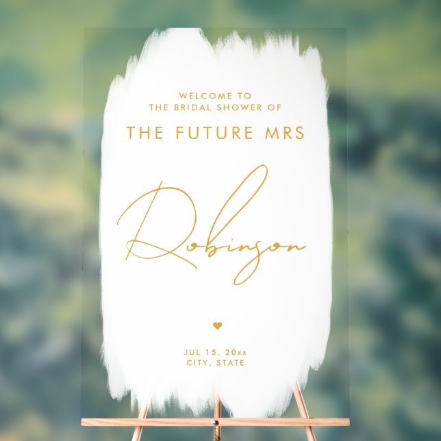 FUTURE MRS Bridal Shower Welcome White Gold Acrylic Sign (Neutral)