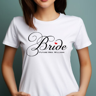 Future Mrs. Bride Black Custom Script Wedding T-Shirt