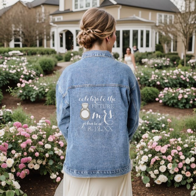 Future MRS Bride to Be Bridal Shower Wedding Ring Denim Jacket (Wedding Back)