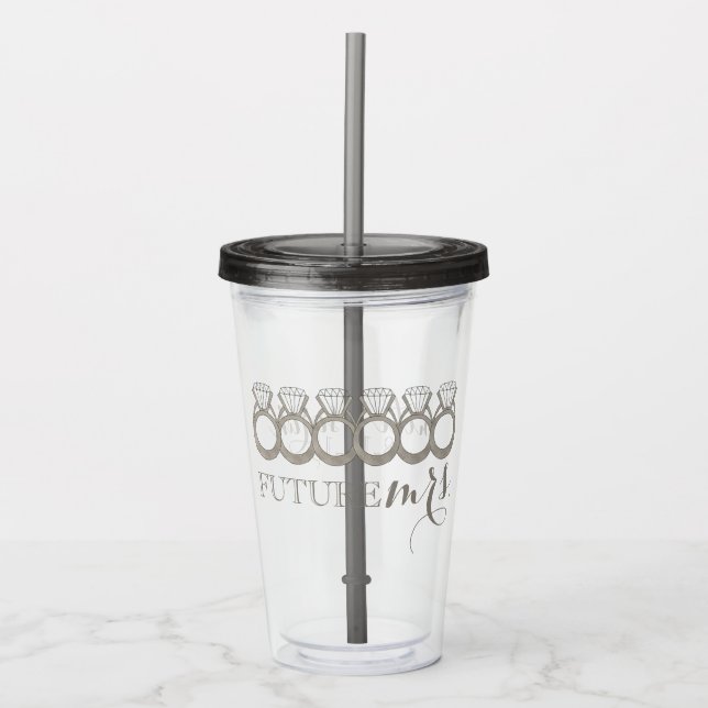 Future MRS. Bride-to-Be Diamond Engagement Ring Acrylic Tumbler (Front)