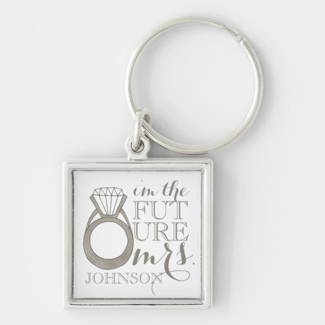 Future MRS. Bride-to-Be Diamond Engagement Ring Keychain (Front)