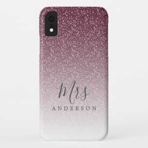 Future Mrs Burgundy Glitter Chic Script Bride iPhone XR Case