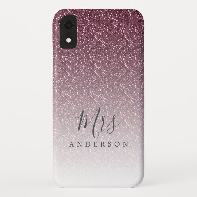 Future Mrs Burgundy Glitter Chic Script Bride Case-Mate iPhone Case (Back)