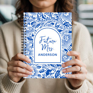 Future Mrs   Custom Blue Chinoiserie Wedding Bride Notebook