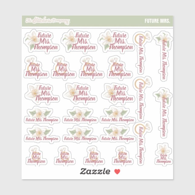 Future Mrs. Custom Name Labels | Bride to Be (Sheet)