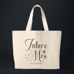 Future Mrs. Custom Name Wedding  Tote Bag<br><div class="desc">Future Mrs. Custom Name Wedding Tote Bag  - Custom tote bag  features modern script typography and is personalized with your future surname. Font is accented with an engagement ring. Shown in black and white.</div>