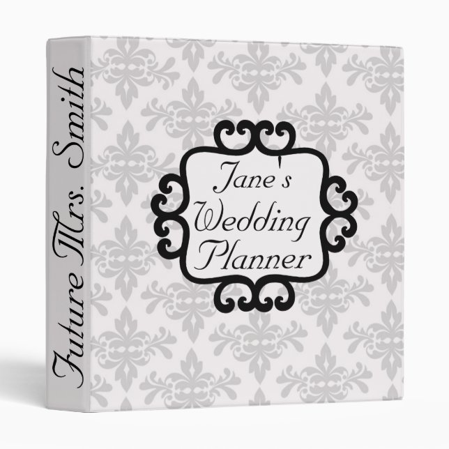Future Mrs. Damask Wedding Planner Binder (Front/Spine)