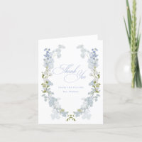 Future Mrs Elegant Blue Floral Thank You Card