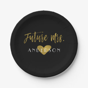 Future Mrs. Gold Foil Bride Party Plates