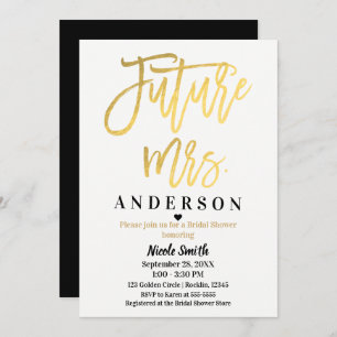 Future Mrs. Gold Foil Modern Script Bridal Shower Invitation