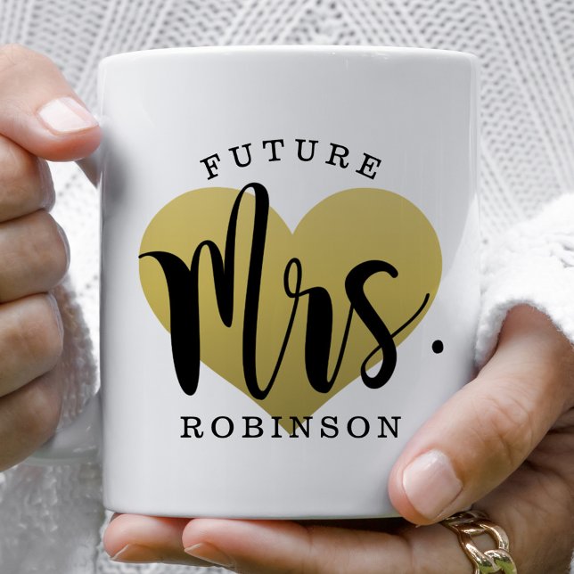 Future Mrs Gold Heart Wedding Monogram Coffee Mug (Creator Uploaded)