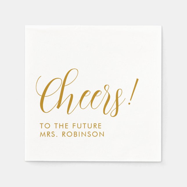 Future Mrs Gold Script Modern Bridal Shower Napkin (Front)