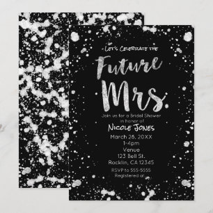 FUTURE MRS. Invitation à la douche nuptiale noire 