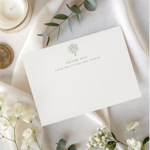 Future Mrs Line Art Floral Bridal Shower Sage Thank You Card