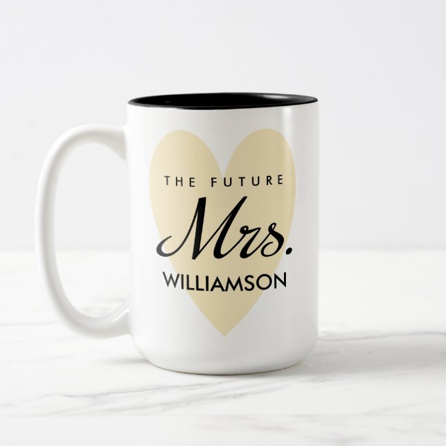 Future Mrs. - longer last name Two-Tone Coffee Mug (Left)