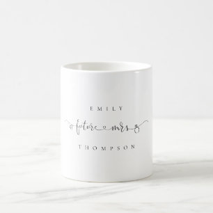 Future Mrs Name Heart Ring Bride to Be Coffee Mug