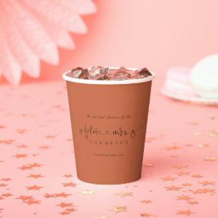 Future Mrs Name Terracotta Bridal Shower Paper Cups