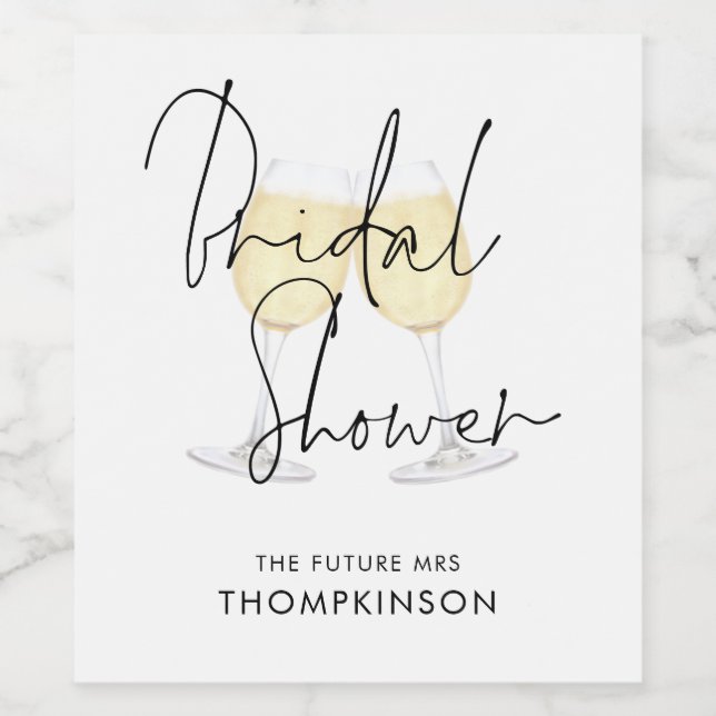 Future Mrs Name Wine Glasses Bridal Shower Label (Single Label)