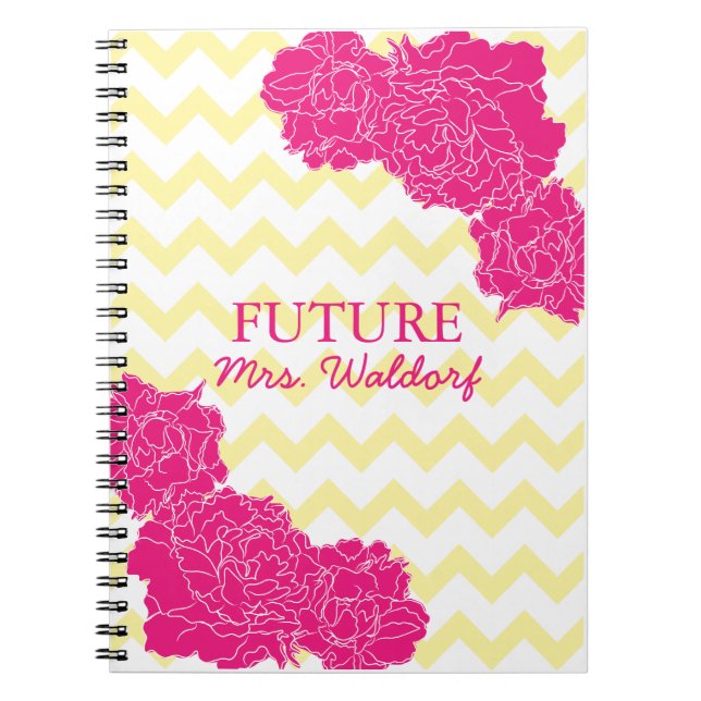 Future Mrs. Peonies and Chevron Notebook (Front)