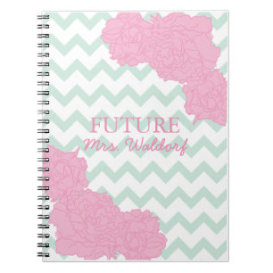 Future Mrs. Peonies and Chevron Notebook