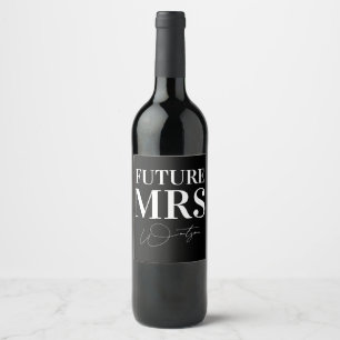 Future Mrs Personalized Black Wedding Wine Label