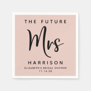 Future Mrs Personalized Blush Pink Bridal Shower Napkin