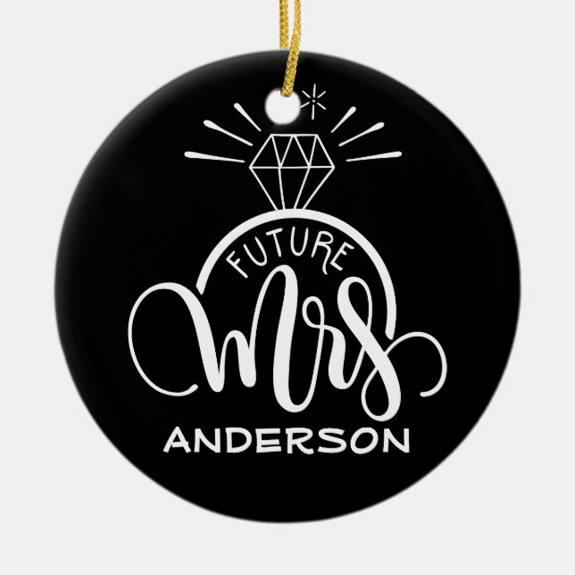 Future MRS - Personalized Christmas engagement Ceramic Ornament (Front)