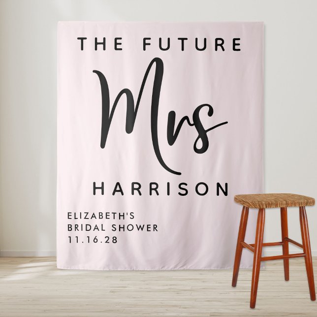 Future Mrs Personalized Pink Bridal Shower Tapestry (Creator Uploaded)