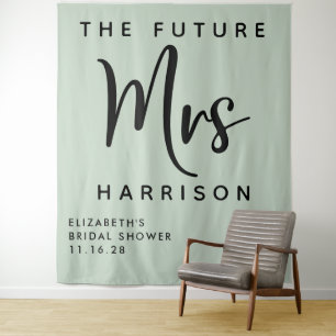 Future Mrs Personalized Sage Bridal Shower Tapestry
