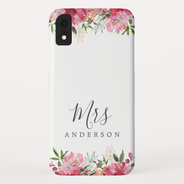 Future Mrs Pink Floral Chic Script Bride Gift Case-Mate iPhone Case (Back)