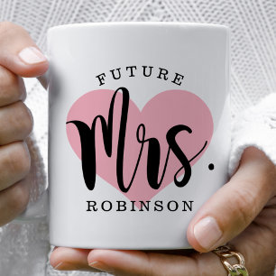 Future Mrs. Pink Heart Monogram Wedding Coffee Mug