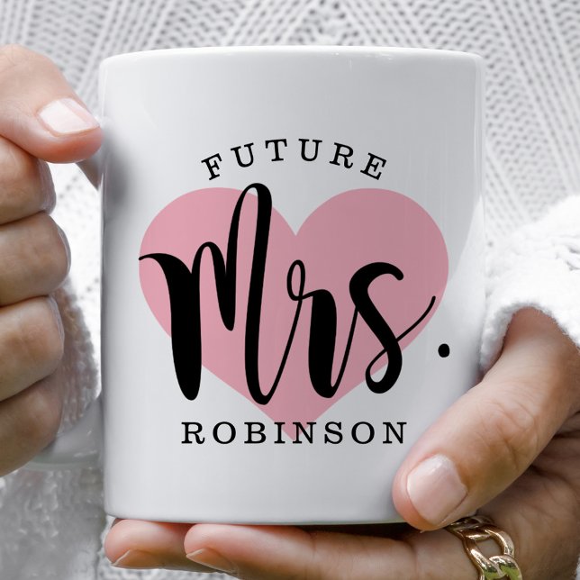 Future Mrs Pink Heart Wedding Monogram Coffee Mug (Creator Uploaded)