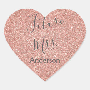 Future Mrs. Pink Rose Gold Bridal Shower Heart Sticker