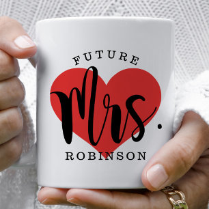 Future Mrs. Red Heart Monogram Wedding Coffee Mug