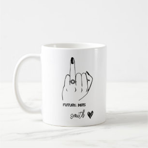 Future Mrs Ring Finger Engagement Gift Bride to Be Coffee Mug