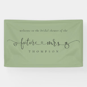 Future Mrs Ring Hearts Sage Green Bridal Shower Banner