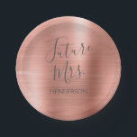 Future Mrs. Rose Gold Blush Pink Modern Paper Plate<br><div class="desc">Future Mrs. - Bride Faux Modern Metallic Rose Gold Blush Pink Paper Plates which are perfect for a Rose Gold or Blush Pink Bachelorette Party. This Future Mrs Paper Plate is perfect for a bachelorette party. The Bride's Name can be updated on this Plate.</div>