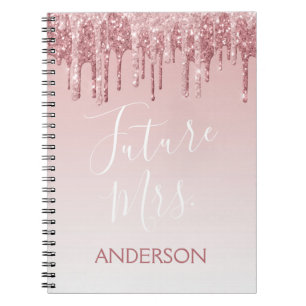 Future Mrs. Rose Gold Blush Pink Sparkle Glitter Notebook