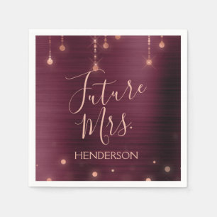 Future Mrs. Rose Gold Burgundy Sparkle Foil Napkin