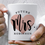 Future Mrs. Rose Gold Heart Monogram Wedding Coffee Mug<br><div class="desc">Personalized coffee mug for the Future Mrs. features modern black script with custom last name text and a rose gold heart background image.</div>