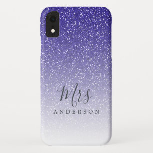 Future Mrs Royal Blue Glitter Chic Script Bride iPhone XR Case