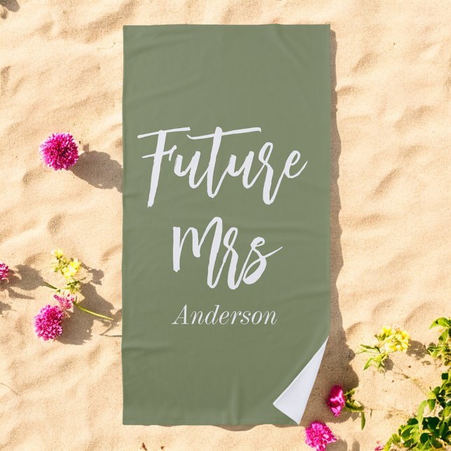 Future Mrs Sage Green Bachelorette Beach Towel (Creator Uploaded)