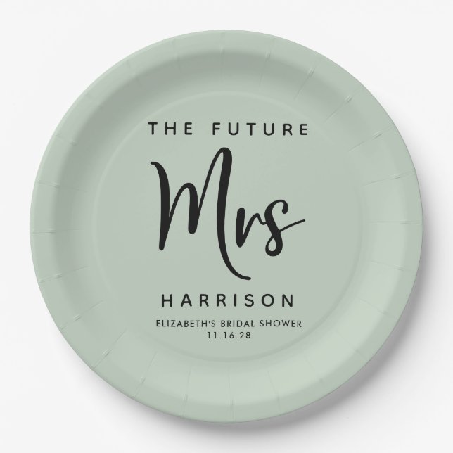 Future Mrs Sage Pink Bridal Shower Paper Plate (Front)